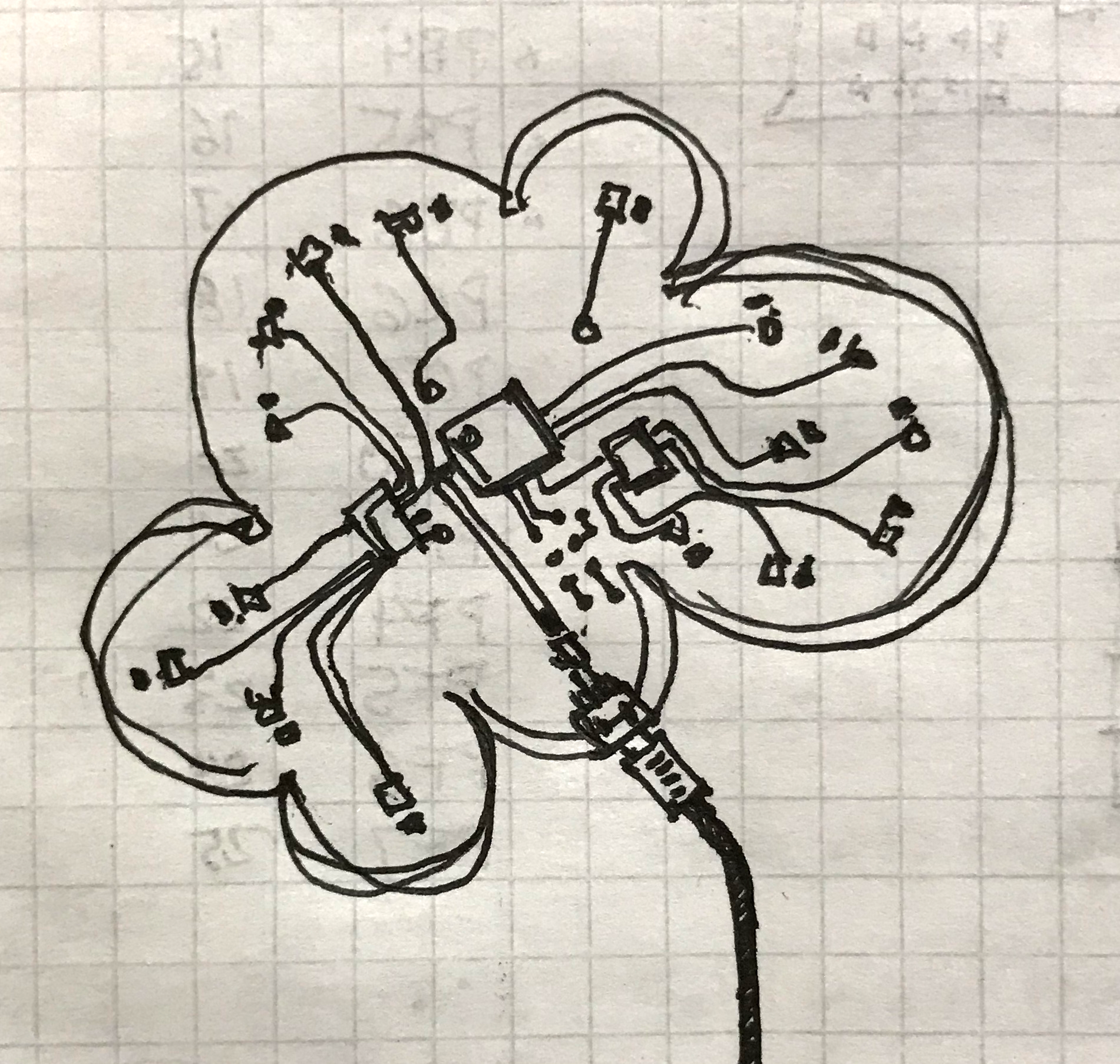 A sketch of a tiny cloud with circuitry inside